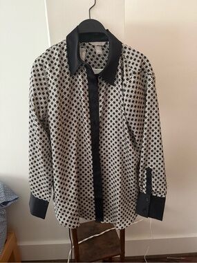 H&M Black & White Patterned Silk Shirt